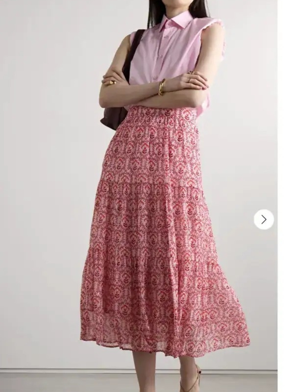 ceffin sedra tiered metallic floral-print fil coupé crepon maxi skirt Size 8